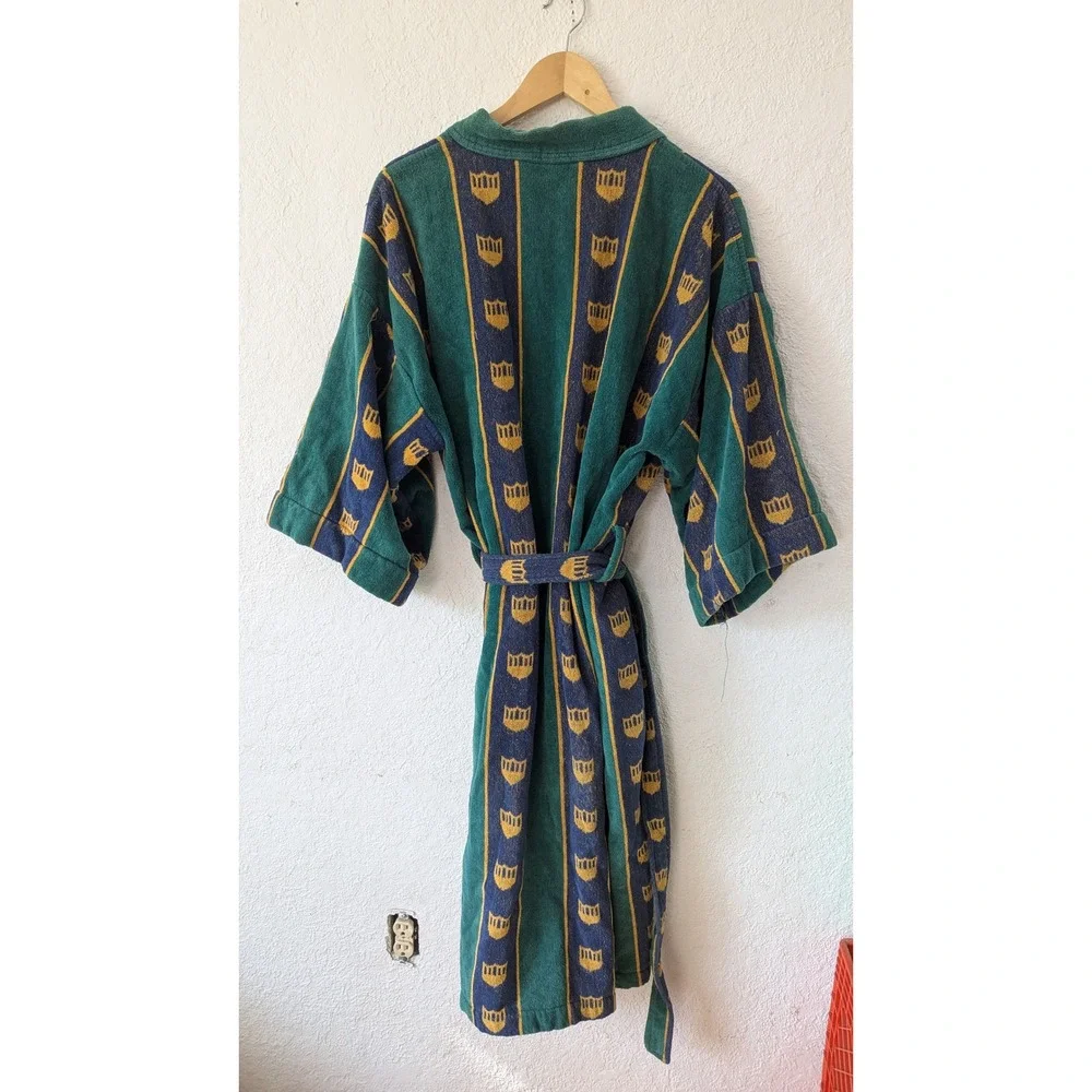 Foster Classics Mens Vintage Striped Terry Cloth Robe Green‎ Blue Yellow OSFA